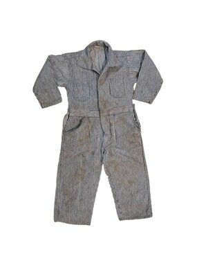 Vintage Childrens Striped Denim Coveralls Hickory Striped Railroad Farmcore